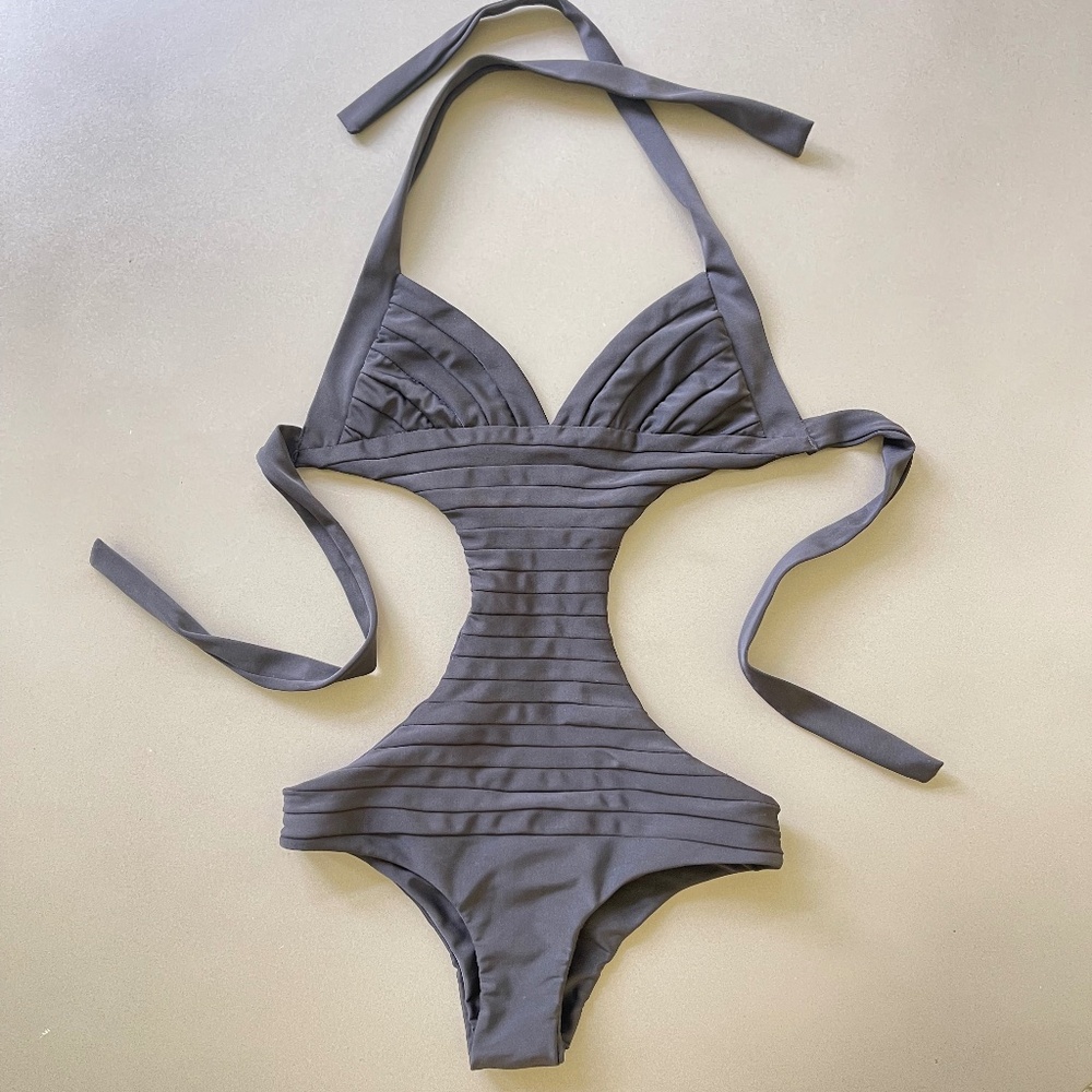 Mikoh swimwear pleated black cut out XS